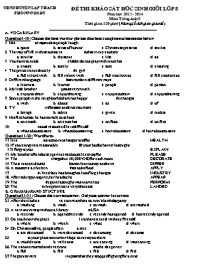 Đề thi khảo sát học sinh giỏi lớp 8 huyện Lập Trạch năm học 2013 - 2014 môn Tiếng Anh 8